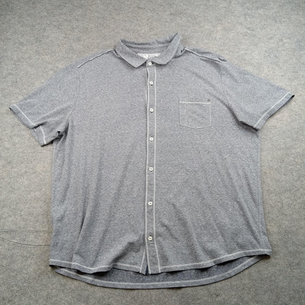 Tommy Bahama Shirt Men 3XL Gray Polo IslandZone Short Sleeve Button Front Casual